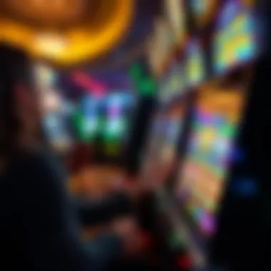 Player engaging with a slot machine