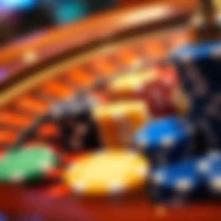 Close-up of roulette chips in various colors symbolizing diverse betting strategies