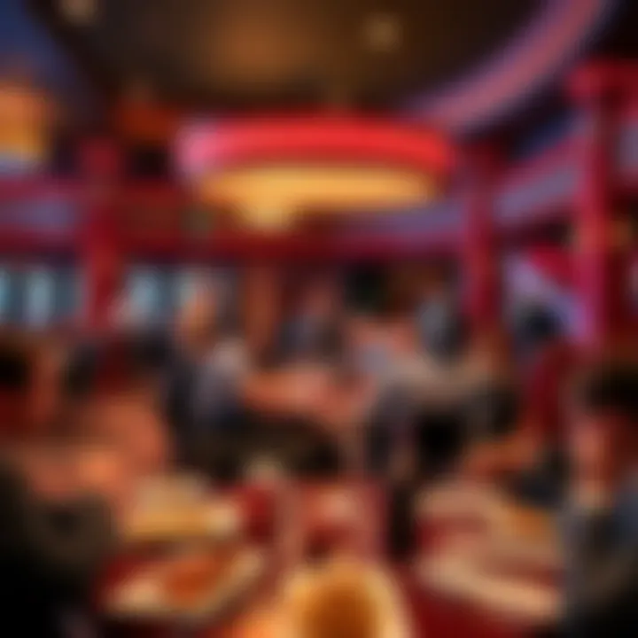 A vibrant dining area at Tioga Downs Resort with guests enjoying a diverse array of culinary delights