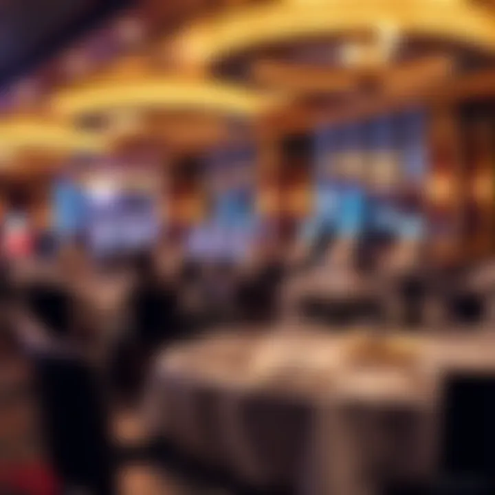 Elegant dining setting within the casino featuring gourmet dishes and luxurious decor