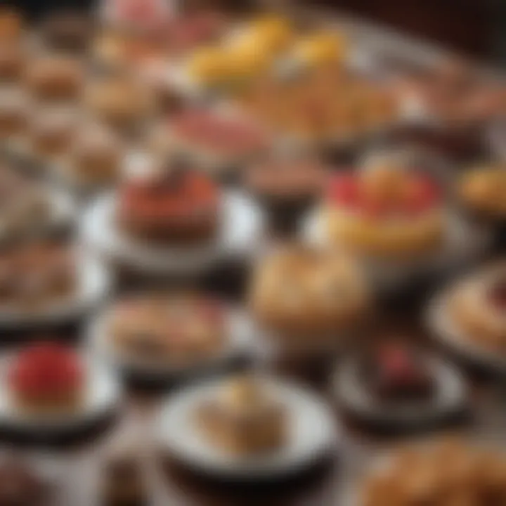 A selection of desserts from a lavish buffet spread