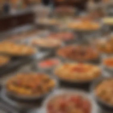 Close-up of gourmet dishes presented at a Vegas buffet