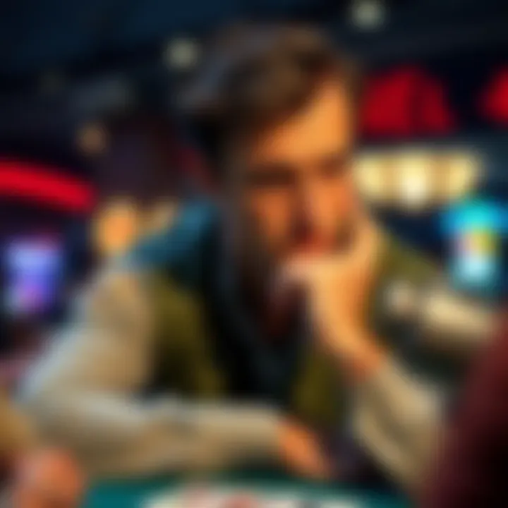 A strategic poker player's thoughtful contemplation.