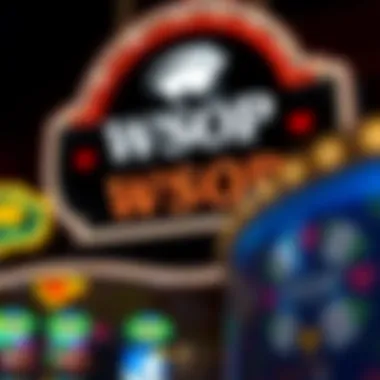 An illuminated sign showcasing the World Series of Poker branding.