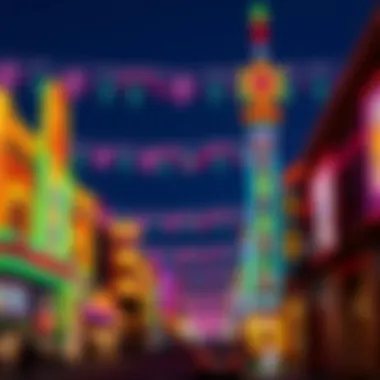 Colorful lights illuminating Fremont Street during a seasonal celebration
