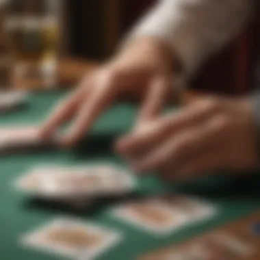 Close-up of a hand shuffling a deck of cards in an inviting home atmosphere