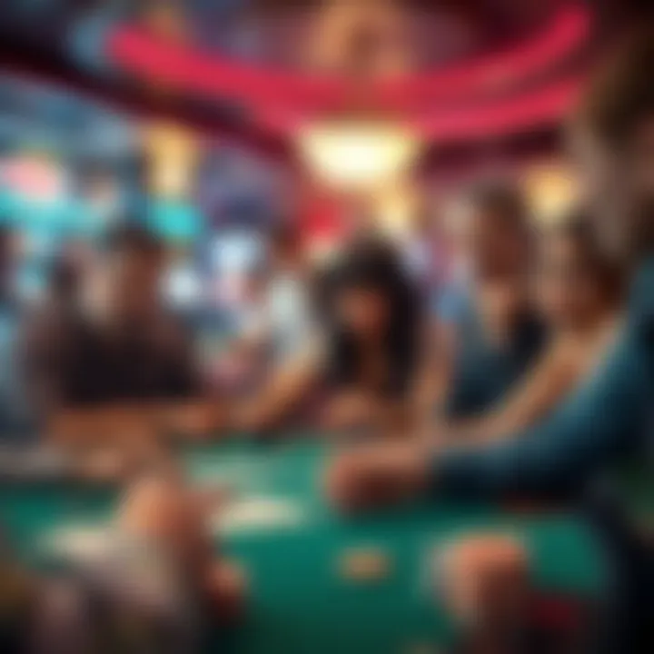 Engaged Gamblers at the Table Close-up of a group of diverse players enjoying a card game at a table.