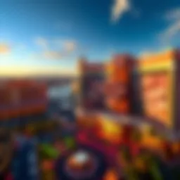 Aerial view of the Hard Rock Casino showcasing its unique architectural design