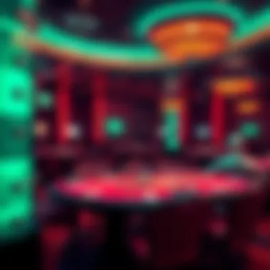 Interior view of the poker room showcasing the vibrant atmosphere and tables