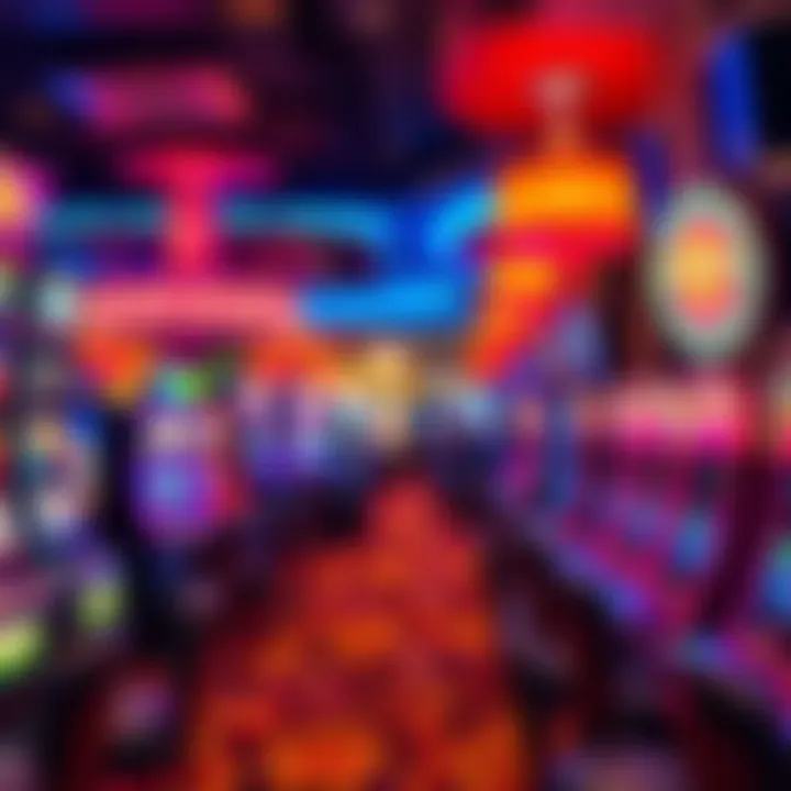 Interior view of the casino floor filled with gaming machines and vibrant lighting