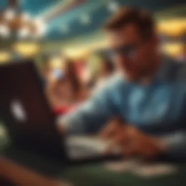 A person analyzing data on a laptop related to betting strategies