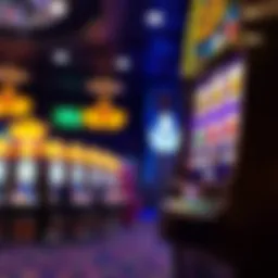 Illuminated slot machine showcasing vibrant gameplay
