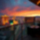 Panoramic view of Las Vegas Strip from a luxury hotel balcony