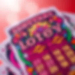 Close-up of a lottery ticket featuring vibrant colors and intricate designs