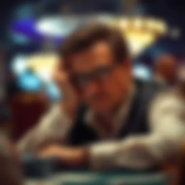 Strategic Thinking in Poker A player deep in thought, contemplating their next move in a poker game.