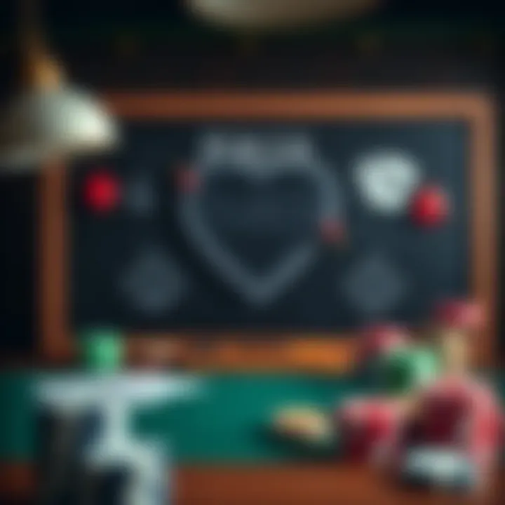 Visualization of poker strategy elements on a chalkboard