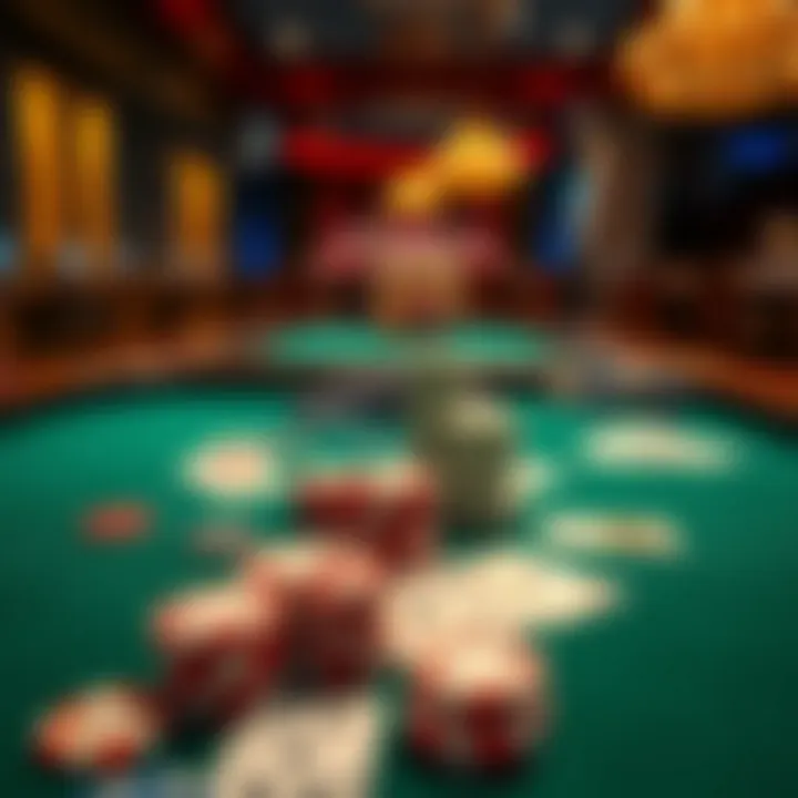 Strategic poker table setup showcasing chips and cards