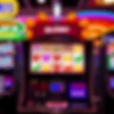A vibrant slot machine display with bright colors and exciting symbols.