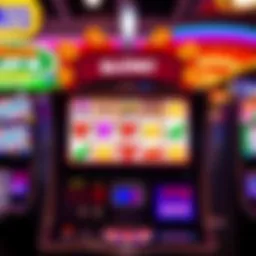 A vibrant slot machine display with bright colors and exciting symbols.