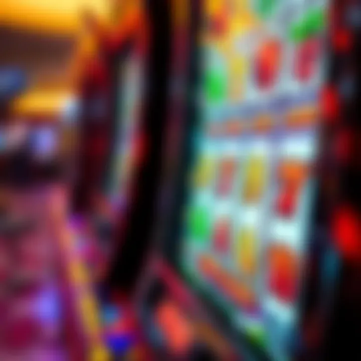 Close-up view of a slot machine interface showcasing vibrant graphics