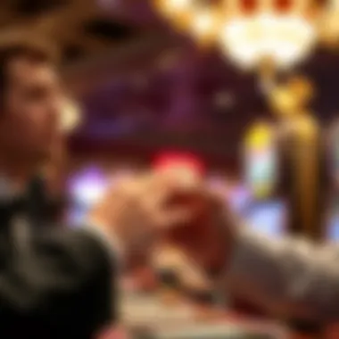 Close-up of a player receiving a comp card at a casino