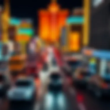 Traffic flow on the Vegas Strip illustrating peak hours