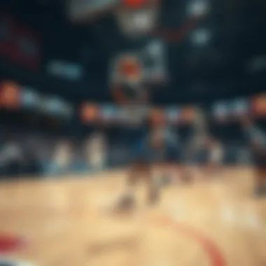 Team Dynamics in NBA Games A basketball court with players in action, reflecting team dynamics.