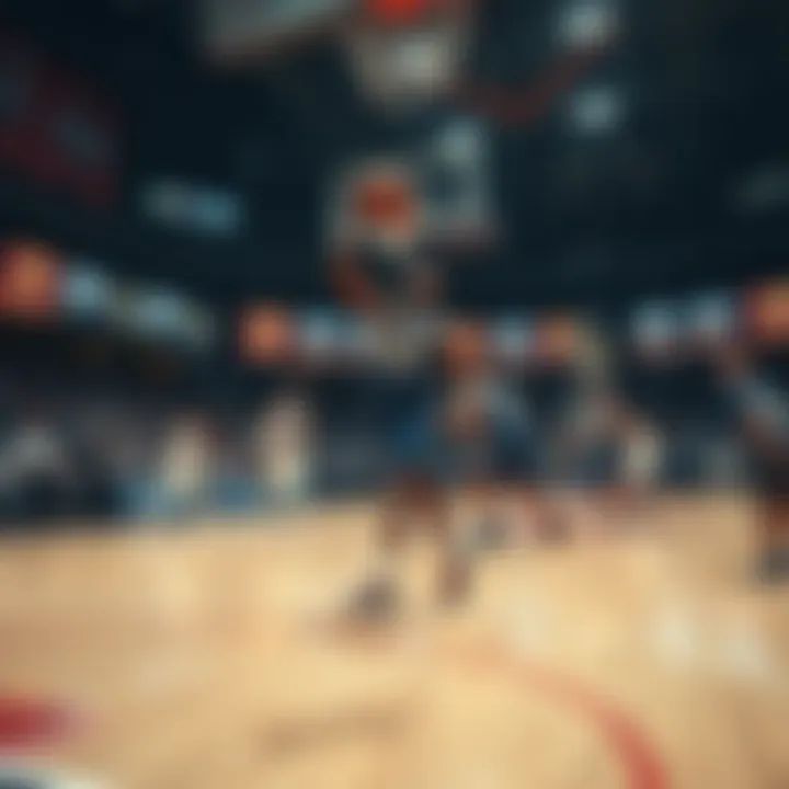 Team Dynamics in NBA Games A basketball court with players in action, reflecting team dynamics.