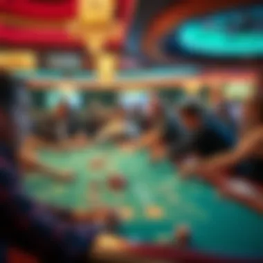 A vibrant casino environment with players engaged in the game of craps