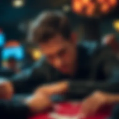 An intense poker game highlighting player concentration