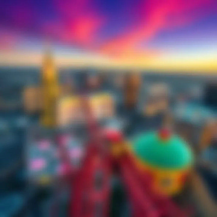 Aerial view of the New York-New York roller coaster against the Las Vegas skyline