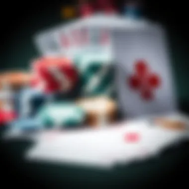 Poker Chips and Cards A selection of poker chips arranged beside a deck of cards, illustrating the connection between gambling and card games.