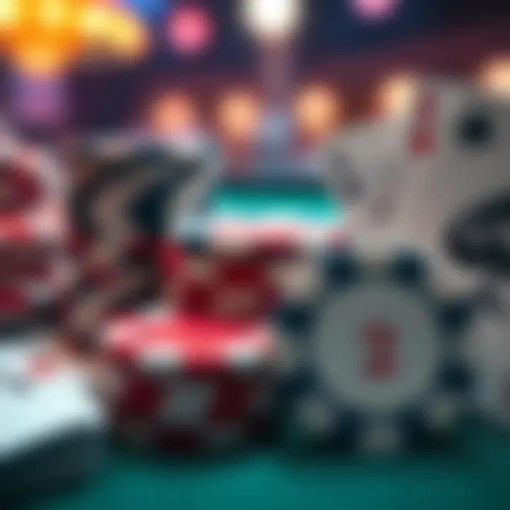Exciting Competition Close-Up A close-up of poker chips and cards, highlighting the excitement of competition