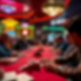 A vibrant poker tournament scene showcasing players at the table