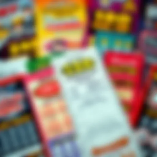 Diverse Scratch-Off Lottery Ticket Designs A collage of various scratch-off lottery tickets