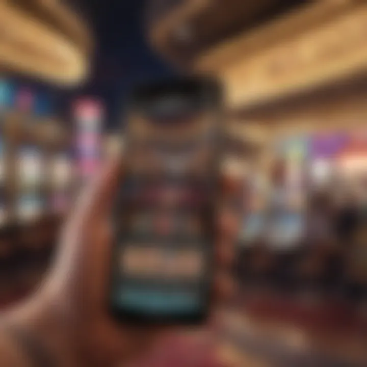 User engaging with a casino app on iPhone