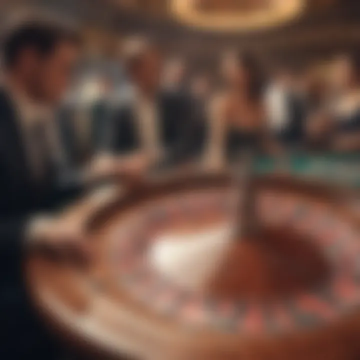 A modern casino setting with players engaged in a thrilling game of roulette.