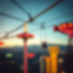 Aerial view of Slotzilla zip line in Las Vegas