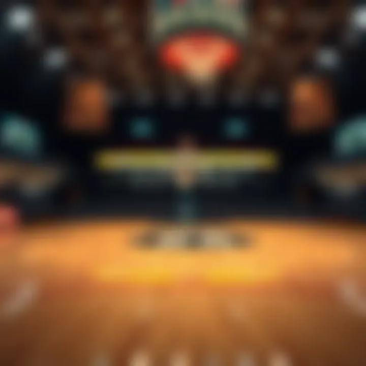 Basketball Court Highlighting Betting Odds Basketball court with betting odds displayed