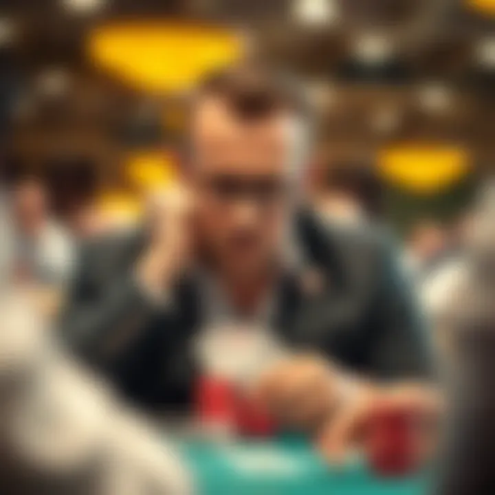 Deep in Thought Strategy A strategic poker player deep in thought, contemplating their next move