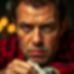 Close-up of a poker player's expressionless face
