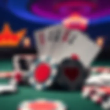 Illustration of poker chips and cards with a calm backdrop