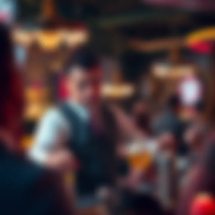 Engaging with Patrons: The Art of Bartending Bartender expertly engaging with patrons