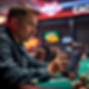 Analyzing Poker Strategies A player analyzing poker strategies on a tablet