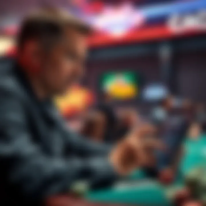 Analyzing Poker Strategies A player analyzing poker strategies on a tablet