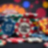 A collection of authentic Las Vegas casino chips showcasing various designs and colors