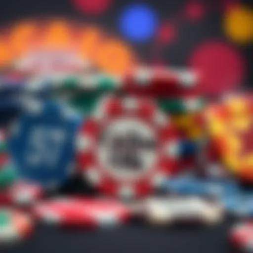 A collection of authentic Las Vegas casino chips showcasing various designs and colors
