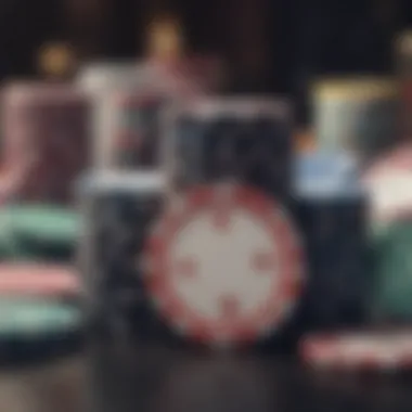 Strategic Management of Poker Chips Close-up of poker chips stacked strategically