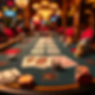 A visually striking layout of a Three Card Poker table with vibrant colors