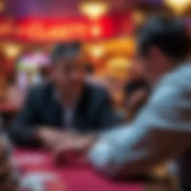 A strategic gameplay moment during a poker match, highlighting player concentration